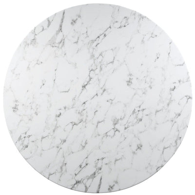 Tulip Table Dining / 60" Round / Faux Marble / White Base - 60"W x 29.5"H