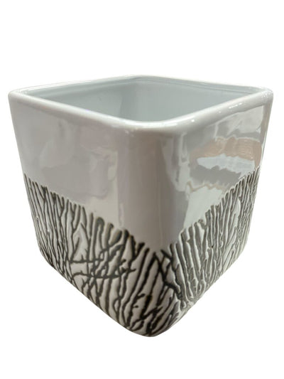 Branch Brown and White Pottery Cachepot
