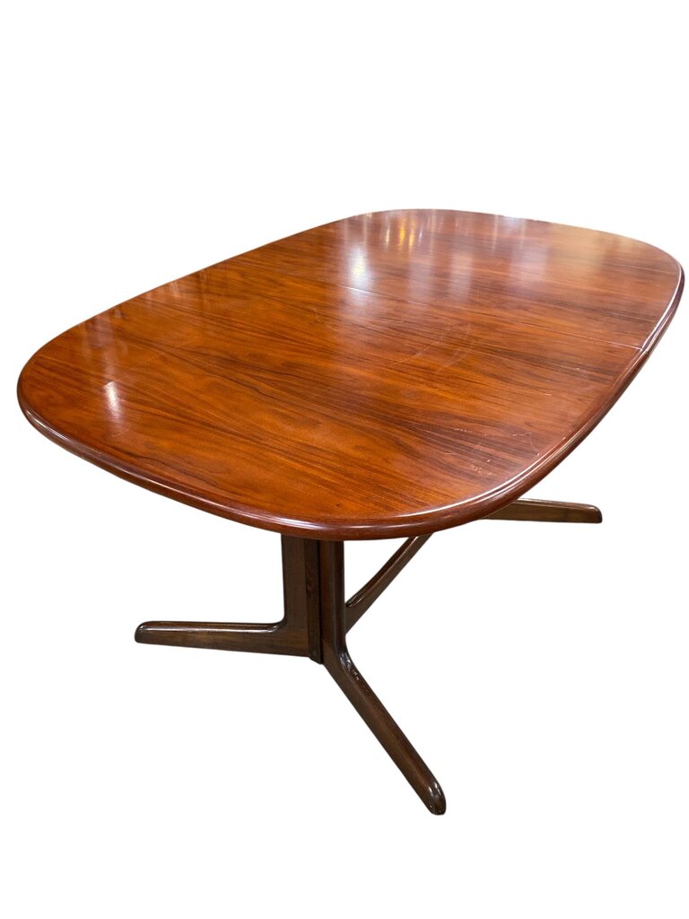 Mid Century Danish Rosewood 53.5" Expanding Table with 2 Leaves