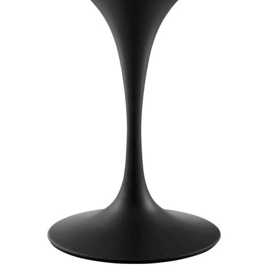 Tulip Dinng Table 28" Round Lacquered White Wood with Black Base -  28" x 28.5"