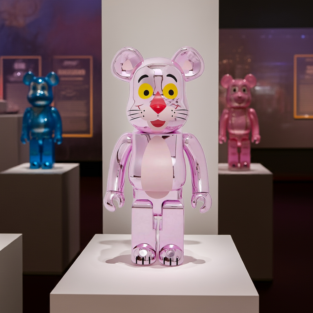: BEARBRICK 1000% PINK PANTHER CHROME VER
