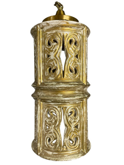 Vintage Italian Ceramic Swag Lamp with 13.5' Brass Chain