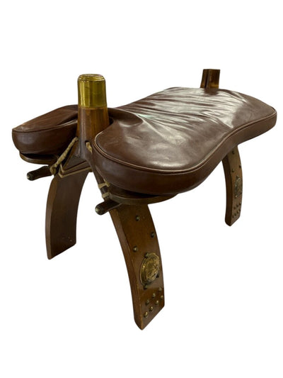 Vintage VTG Egyptian Camel Saddle Leather Stool