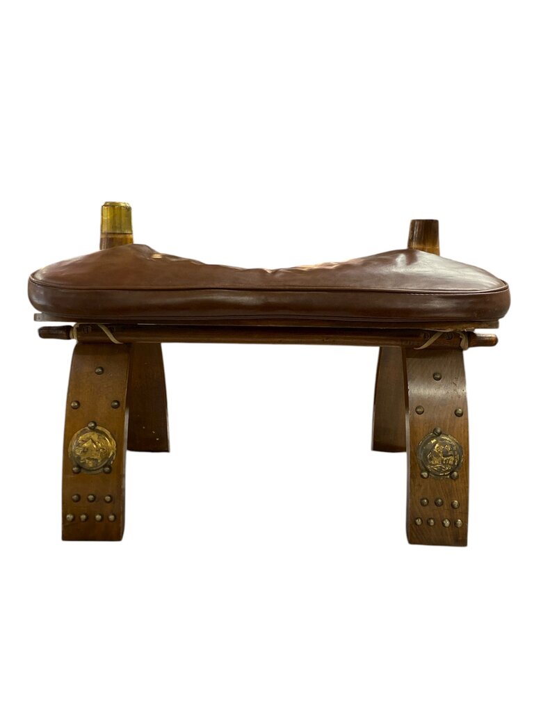 Vintage VTG Egyptian Camel Saddle Leather Stool