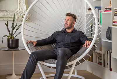 Bubble Ball Chair indoor/Outdoor Pink, or Gray frame with dark grey cushion by Ben Rousseau