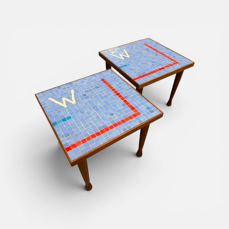 Mid Century Pair of Mosaic Bunching Tables in Teak (Set of 2)