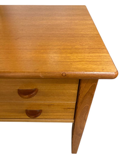 Danish Modern Mid Century Teak Side Table with Two Drawers