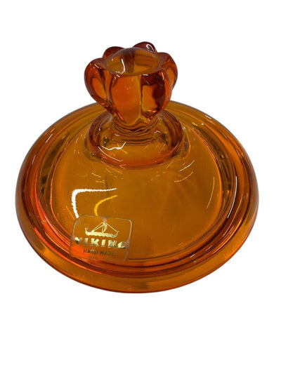 Viking Mid Century Orange Glass Compote