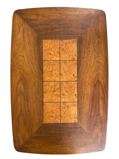 Lane Walnut Mid Century Table with Burl Inserts (companion table available in store)