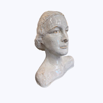 Vintage Drip Glaze Ceramic Head Figure "ESW"