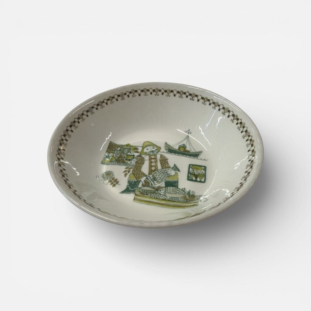 Mid Century "Figgjo Flint Norway" Soup Bowl in the "Market" pattern