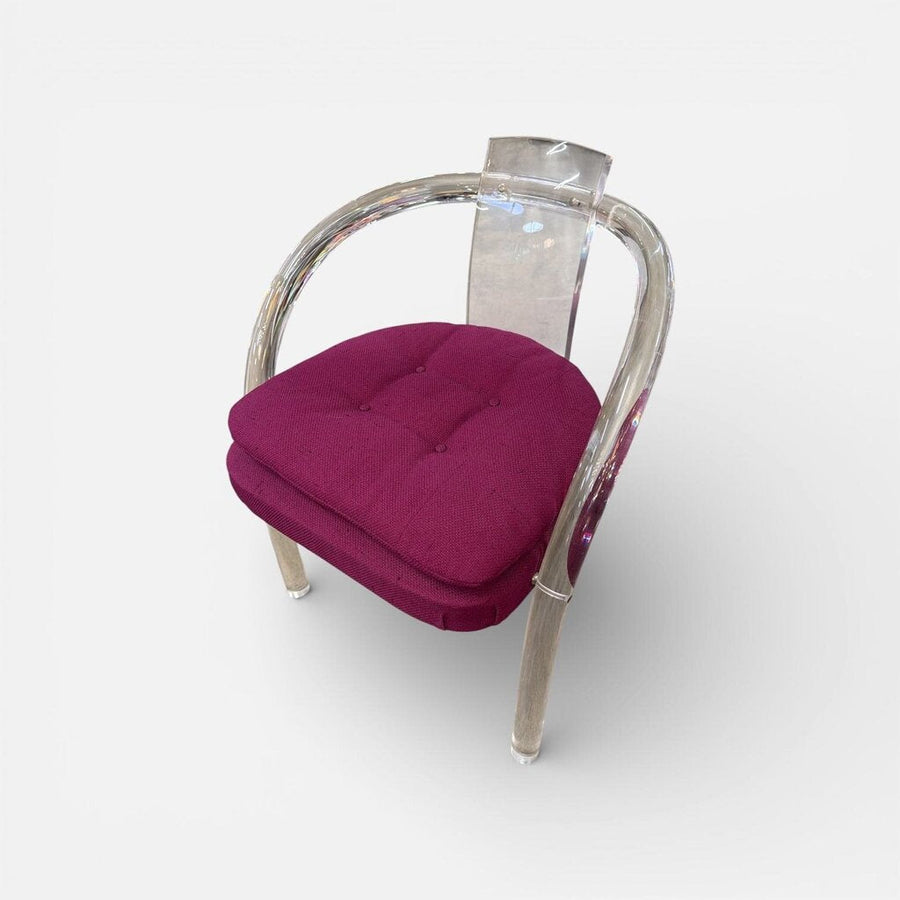Mid Century Lucite Upholstered Waterfall Armchair