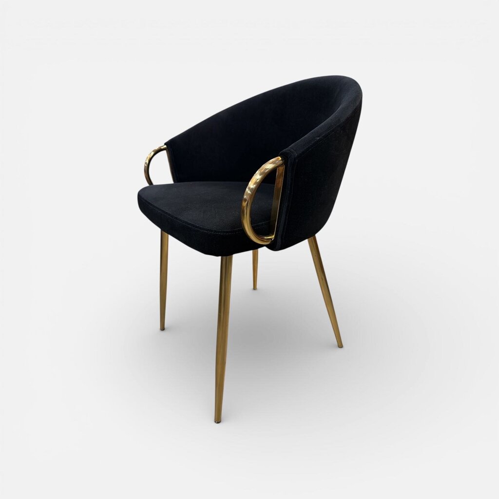 Set of Black Velvet Gilt Leg Dining Chairs (Set of 4)