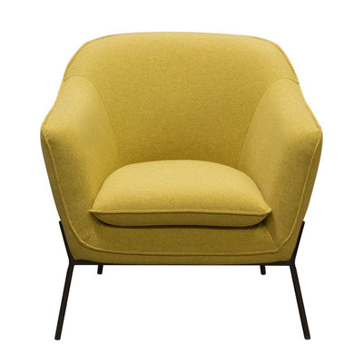 Modern Status Accent Chair in Plush Yellow Fabric with Stylish Metal Legs