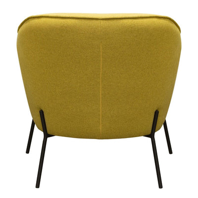 Modern Status Accent Chair in Plush Yellow Fabric with Stylish Metal Legs
