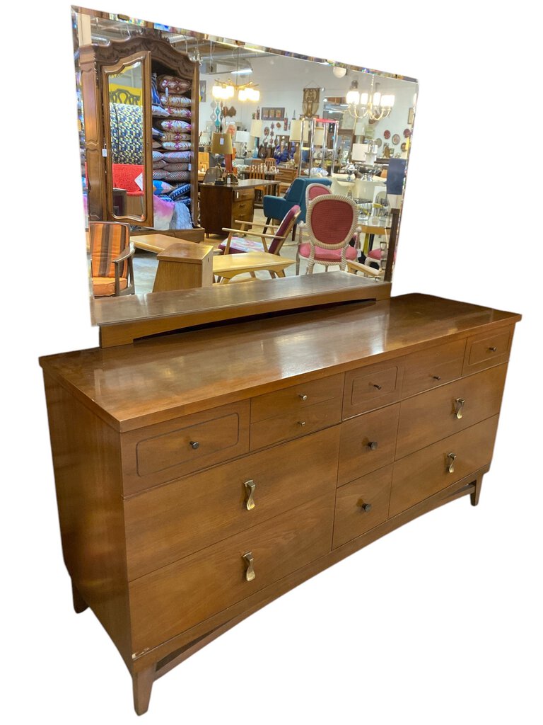 mid century modern dresser with mirror 9 Drawer By Stanley Furniture #LittleBlackDress Size:L (16.5) 36/37 (1656) Lafaba Women's Baby Blue Century Modern aesthetics