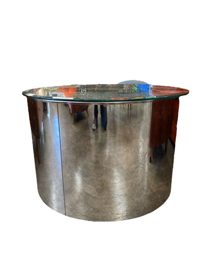 Vintage Circular Chrome & Mirror Glass Coffee Table