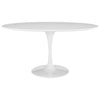 Tulip Dining Table / 54" Round / White Top / White Base