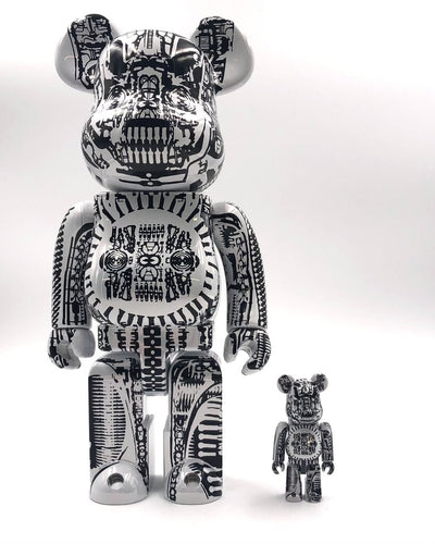MEDICOM H.R. GIGER WHITE CHROME VER. 100% 400% BEARBRICK FIGURE SET