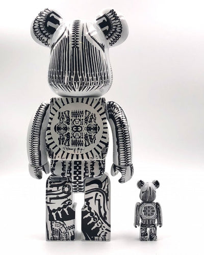 MEDICOM H.R. GIGER WHITE CHROME VER. 100% 400% BEARBRICK FIGURE SET