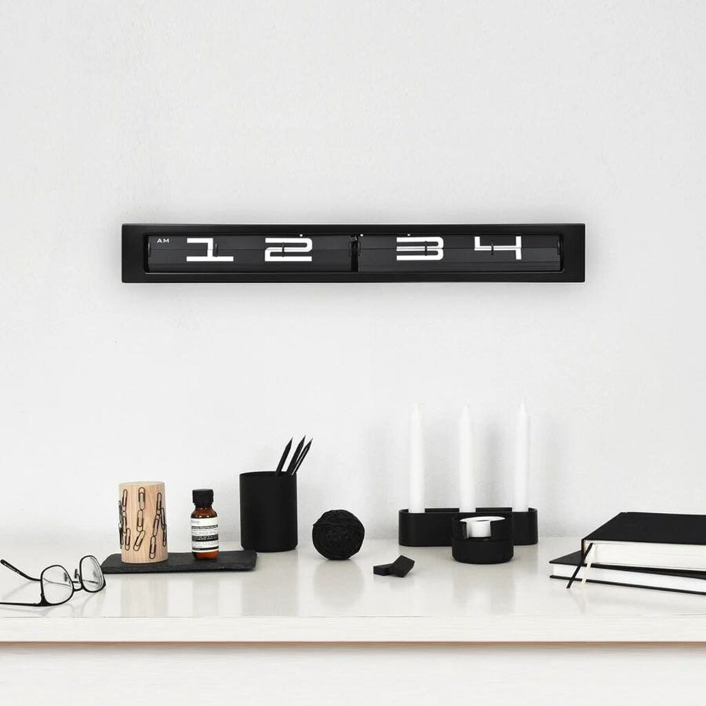 Timeline Black on Black Clock and Floating Shelf