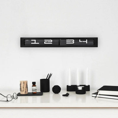 Timeline Black on Black Clock and Floating Shelf