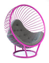 Floor standing bubble chair in pearlized White, Pink, or Gray frame with dark grey cushion by Ben Rousseau