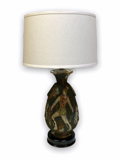Italo Casini Italian Volcanic Lamp with Greek Hoplite 1940s