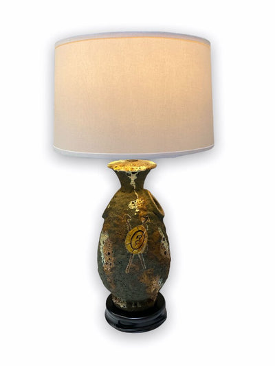 Italo Casini Italian Volcanic Lamp with Greek Hoplite 1940s