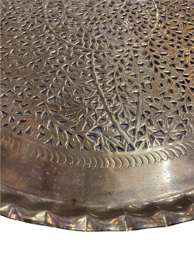 Moroccan Pierced Brass Circular Tray 30.5"