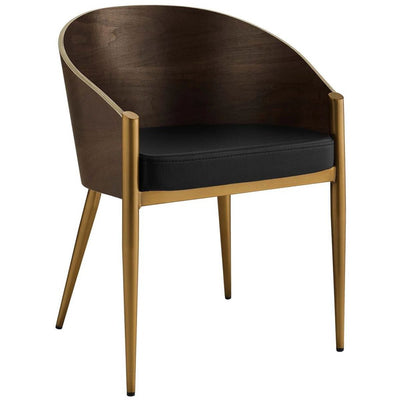 Barrel Dining Wood Armchair Gold