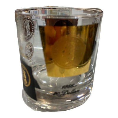Mid Century Gold Coin Old Fashioned Glasses