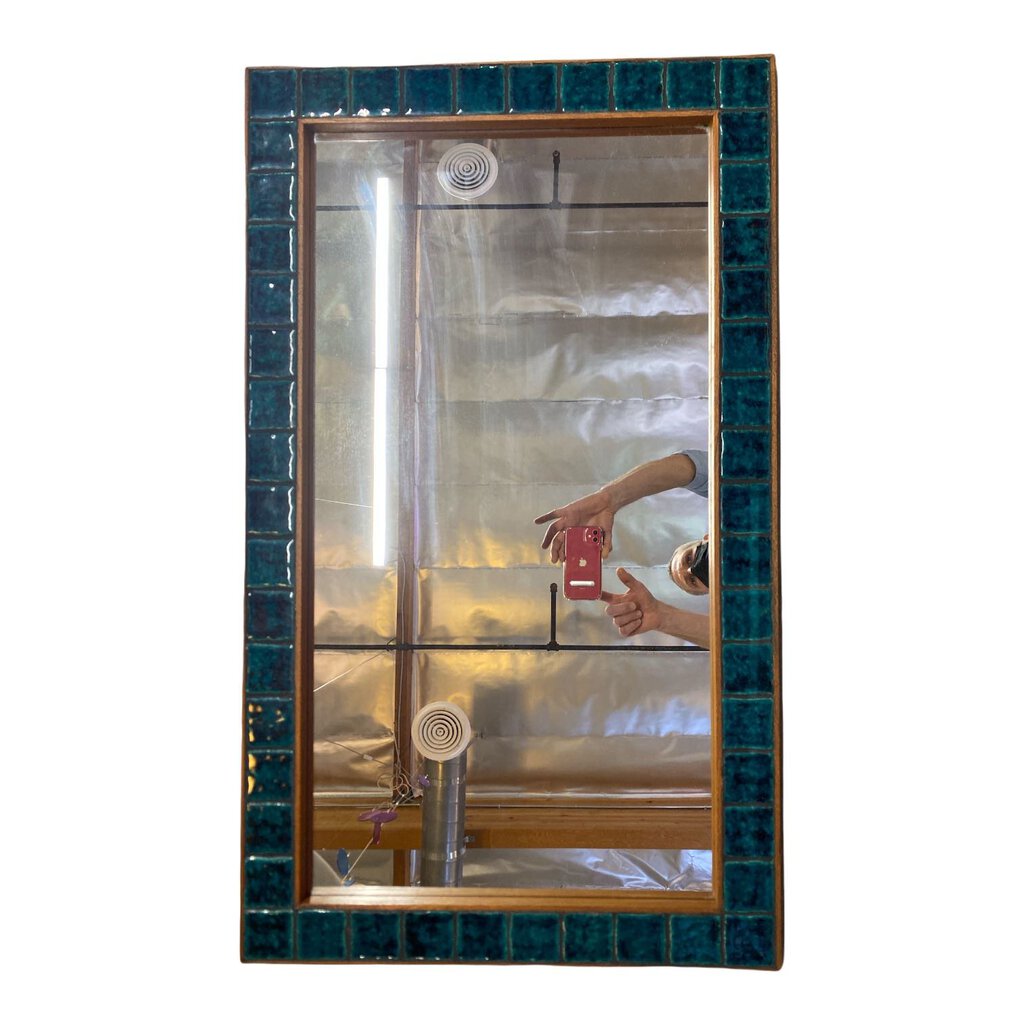 Danish Modern Teak Ceramic Tile Mirror, 1960's