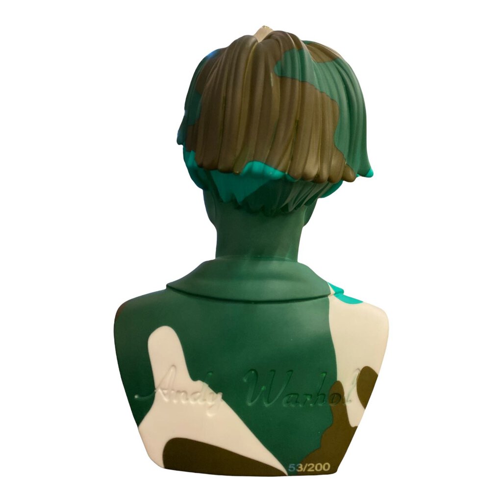 Andy Warhol Limited Edition 12" Bust Green Camouflage Vinyl Art Sculpture