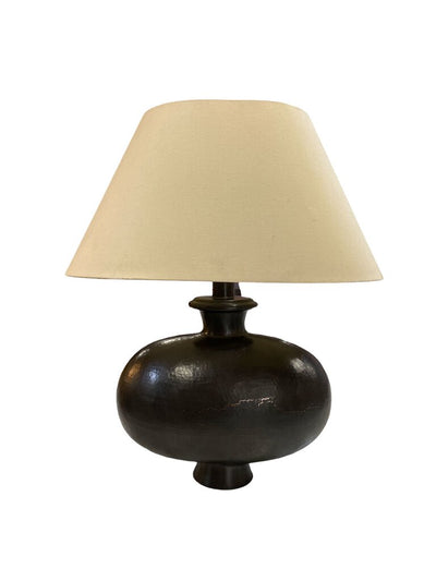 McGuire Hammered Brass Oval Table Lamp