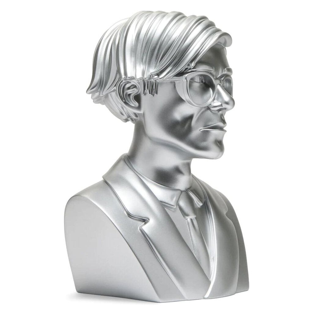 ANDY WARHOL LIMITED EDITION 12" BUST SILVER VINYL ART SCULPTURE