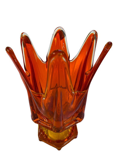 Orange Mid Century Glass Vase