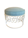 Arthur Umanoff Ottoman in White and Turquoise