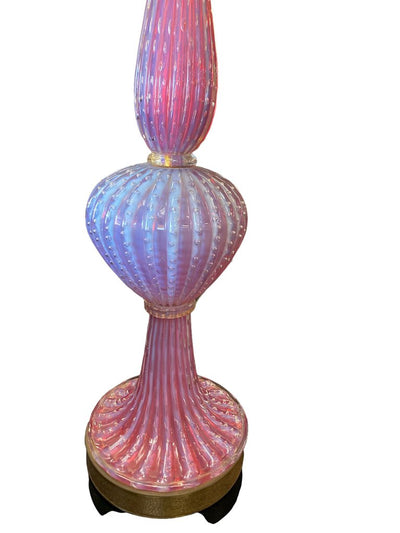Pink Murano Glass Large Table Lamp Brass Base