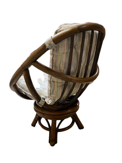 Vintage Bamboo Rattan Swivel Chair