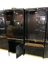 Mid-Century Black Lacquer and Brass Entertainment Center