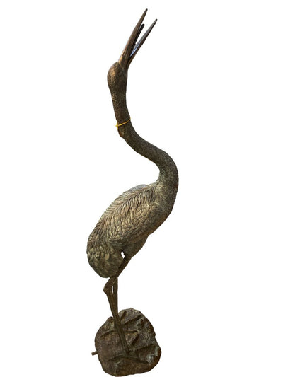 Pair of Brass Crane Standing w/Fish