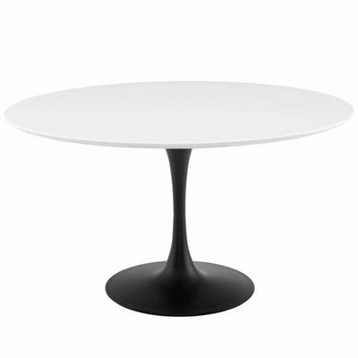 TULIP DINING TABLE 54" ROUND WHITE BLACK BASE