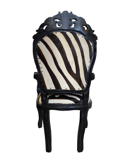 Baroque Armchair Black w/ Zebra Cowhide