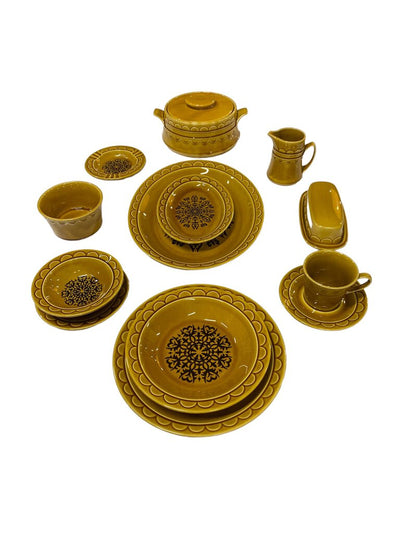 Vintage Dinnerware Set for 12 Castilian by Coventry Homer Laughin Golden Harvest Granada
