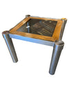 Chrome & Wood End Table w/Smoked Glass