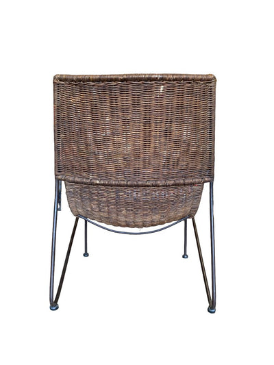 MCM Frederick Weinberg Designed Wicker & Iron Lounge Chair