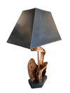 Mid Century Heifetz Copper Sculptural Lamp Black Shade