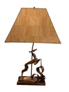 Monumental Pair of Yasha Heifetz Mid Century "Deer and Doe" Sculptural Copper Lamps
