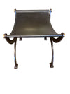 Hollywood Regency Leather and Iron/Brass Ottoman or Bench